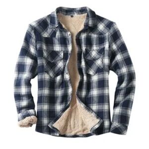 Anchorage expedition Blue Plaid Sherpa-Lined Jacket shacket sz small oversized